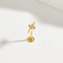 1pc Fashionable Stainless Steel 4-Pointed Star Shape Diamond Stud Earrings, Suitable For Women's Daily Wear - Star - View 8