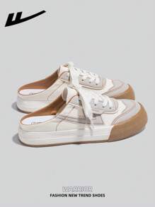 1 双 WARRIOR 女式系带设计帆布便鞋，低帮休闲户外平底透气轻便滑板风格运动鞋，时尚舒适的厚底女士跑步鞋 - 棕色 - 查看 6