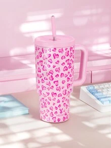 30oz Tumbler With Handle, Vacuum Insulated Water Bottle, Insulated Cup, Leak-Proof Lid And Straw, Stainless Steel Coffee Mug, Keeps Drinks Cold For 24 Hours Or Hot For 10 Hours, Ideal For Water, Iced Tea, Coffee, Smoothies, And More - Pink - View 8