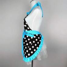 Cute Apron Retro Polka Dot Aprons Ruffle Side Vintage Cooking Aprons With Pockets Adjustable Kitchen Aprons For Women Girls Waitress Chef Mother's Day Gift - Blue - View 8