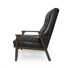 Mid Century Modern Upholstered Accent Chair, Matte Black Faux Leather - Nhiều màu - Xem 9