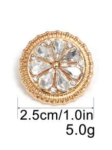 5 件/包高端双层复古花卉玻璃水晶圆形金属纽扣，适用于皮草大衣、羊绒、衬衫、毛衣、西装、外套、秋冬夹克，服装、鞋子、箱包、珠宝 DIY 配件装饰纽扣 - 彩色 - 查看 17