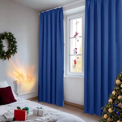 Set Of 2 Curtains With Gathering Tape For Rail Blackout Curtain Opaque Thermal Curtain Living Room Bedroom