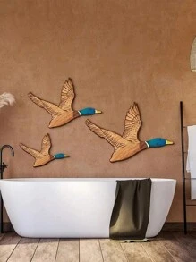 3pcs/Set Wooden Duck Wall Art, Flying Bird Decor, Carved Wooden Duck Wall Art, Suitable For Living Room, Bedroom, Office Home Decor Best Gifts Birthday Graduation