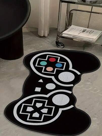 1pc Game Controller Shaped Carpet, Tapete preto para videogame, Tapete para gamer, Para quarto de meninos, Tapete para decoração de entusiastas de jogos, Tapete estiloso, Tapete de chuveiro, Almofada de sofá, Decoração para casa, Tapete para sala de estar, Tapete para quarto, Tapete para entrada, Tapete para cozinha, Tapete para banheiro, Tapete para sala de estudo