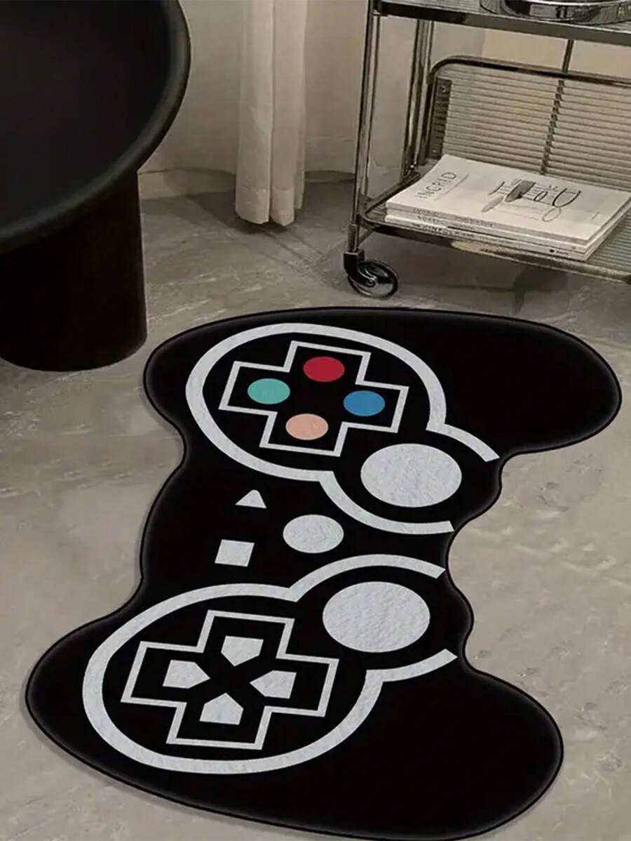 1pc Game Controller Shaped Carpet, Black Video Game Gamepad Rug, Gaming Gamer Carpet, For Boys Room, Gaming Enthusiast Decor Rug, Stylish Carpet, Shower Mat, Sofa Cushion, Home Decoration, Living Room Rug, Bedroom Rug, Entryway Rug, Kitchen Rug, Bathroom Rug, Study Room Rug - Multicolor - View 1