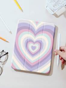 1pc Multi-Layer Colorful Heart Pattern Protective Case, Compatible With IPad 10.2-Inch, IPad Pro 11 2021/2020/10th Gen, IPad Mini 4/5/6, Galaxy Tab A8 10.5-Inch 2022, Matepad 10.4/Tab, With Pencil Slot, Anti-Drop, Tablet Stand Case