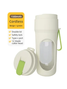 RAF 1pc 450ml Wireless Portable Blender Electric Juicer Machine, USB Rechargeable Mini Fruit Juicer Mixer With 12 Blades And Dual Cup