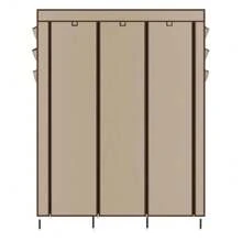 New Utility Closet Holder Storage Wardrobe Clothes Rack Shelves Cabinet Brown