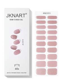 JKNART 20 pièces Autocollants pour ongles semi-durcis, autocollants pour ongles en gel UV, autocollants pour ongles semi-durcis, autocollants pour ongles en gel doux de 2ème génération, imperméables, nécessitent un durcissement à la lampe, autocollants pour ongles de couleur nude semi-durcis