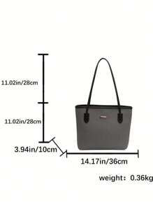 时尚新款单肩托特包，休闲大容量女士手提包 - 黑色 - 查看 2