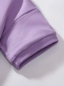 Cute Young Girls 2pcs/Set Cartoon Rabbit Print Summer Children Outfit, Suitable For Daily Wear - Purple - View 5