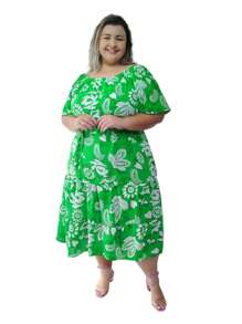Vestido Plusize Ciganinho Midi  Modinha Verão Moda Evangelica