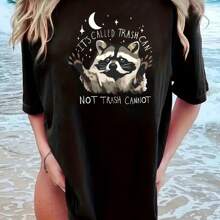 It's Called Trash Can Not Trash Cannot Raccoon T-Shirt Cotton T-Shirt - Black - View 1
