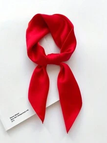 1 chiếc khăn vuông trơn màu dành cho nữ, khăn choàng thời trang bằng vải satin trơn có thể sử dụng linh hoạt làm băng đô, thắt lưng, quấn cổ - Màu xanh nhạt - Xem 6