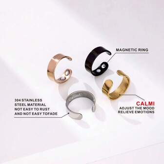 1pc Plain Magnetic Ring, Magnetic Therapy Anti-Snoring Open Ring, Healthy, Suitable For Daily Wear, Work, Commute, Fashion Accessory