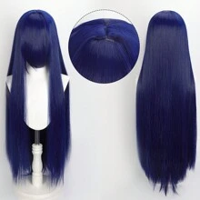 Karida Parrucca da cosplay lunga in fibra sintetica con frangia, parrucca da cosplay universale per capelli lisci a strati, resistente al calore, ad alta densità, aspetto naturale, 35 pollici/90 cm, parrucca sintetica extra lunga per donne, parrucche da cosplay artificiali per feste, Ognissanti, Natale, verde, arancione, rosa, blu, nero