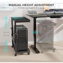 EUREKA ERGONOMIC Height Adjustable Computer Tower Stand, 2-Tier ATX-Case CPU Holder Cart Under Desk Mobile PC Standing Table Home Office Gaming Accessories W/Rolling Wheels & Mouse Pad, Black - 黑色 - 查看 6