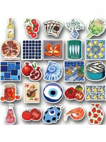 SCXXBSW 50pcs Mediterranean Tomato Cartoon Graffiti Stickers Decorative Water Cups Notebook Luggage Waterproof Stickers - Multicolor - View 10