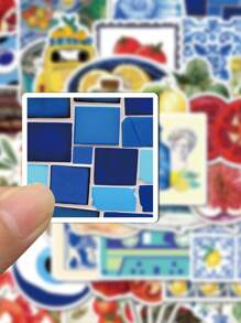 SCXXBSW 50pcs Mediterranean Tomato Cartoon Graffiti Stickers Decorative Water Cups Notebook Luggage Waterproof Stickers - Multicolor - View 5