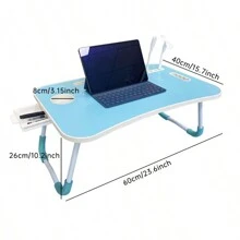 Extra Large Portable Laptop Bed Table Folding Table, Computer Table - Multifunctional Tray Stand With Cup Holder And Drawer, USB, Fan And Light - Ideal For Eating, Reading And Writing In Bed, On The Sofa, On The Floor - Stable, Durable And Foldable
