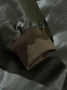 Men's Vintage Bomber Jacket, Casual Lapel Pie Overcome, Zip-Up Long-Sleeved Warm Jacket, Suitable For Autumn And Winter Outdoor Wear