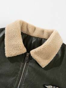 Men's Vintage Bomber Jacket, Casual Lapel Pie Overcome, Zip-Up Long-Sleeved Warm Jacket, Suitable For Autumn And Winter Outdoor Wear