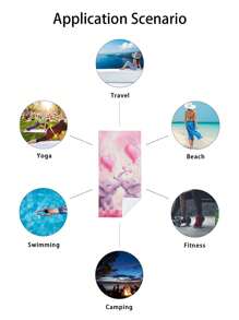 1pc Loving Elephants, Love Balloon & Pink Rose Pattern Super Absorbent Microfiber Multipurpose Towel For Swimming, Bathroom, Outdoor, Travel, Beach Summer, Holiday Bathroom Decor