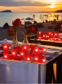 1pc 10 LED Battery Powered LOVE Shaped Decorative Night Light, Suitable For Indoor Desk, Valentine's Day Proposal, Wedding Anniversary Gift