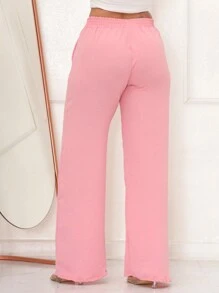 WIDE LEG HIGH WAIST PANTALONA PANTS WITH ELASTIC DUNA FABRIC - 淺粉色 - 查看 2