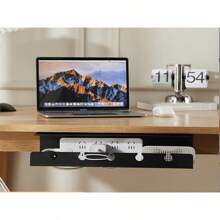 1 pieza Organizador de regleta de alimentación y almacenamiento lateral de escritorio, estante simple para gestión de cables, adecuado para dormitorio y oficina - Multicolor - Ver 8