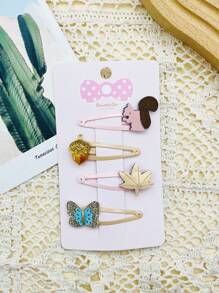 4pcs Cute Cartoon Style Hair Clips, Princess Style Hair Accessories Suitable For Little Girls, Great For Daily Use, Birthday Gifts, Party Favors