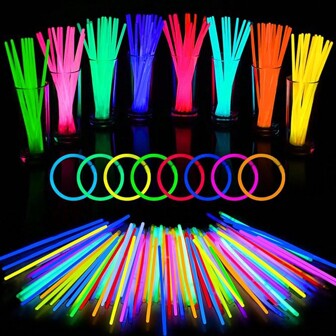 5/10/20/30/100 件装荧光棒散装派对礼品、夜光派对用品、霓虹派对荧光项链和手链荧光棒、生日派对礼品、礼品袋填充物、皮纳塔填充物、随机颜色