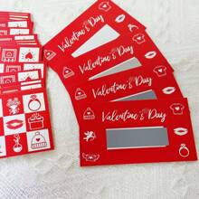 Valentine's Day Scratch Card, Red Surprise Card With Rose Lip Ring Date Pattern, DIY Holiday Gift Certificate, Party Game Prizes, Contains Lucky Scratch Stickers, Cartoon Valentine's Day Scratch Card, Suitable For Valentine's Day Activities, Handwritten Scratch Prize Card, Perfect For Valentine's Day Parties.