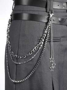 1pc Punk Hip-Hop Star Pendant Multi-Layer Zinc Alloy Chain Belt Accessory, Unisex, Fashion Waist Chain Pants Decor, Suitable For Autumn/Winter, Halloween Costume, Teens, Young Adults, Men, Casual, Outdoor, Sports, Vacation, Graduation Gift, Birthday, Daily Wear - Multicolor - View 5