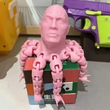 Juguete antiestrés con forma de pulpo gigante - rosa, diseño impreso en 3D con calavera calva, elemento de colección de decoración de escritorio creativa con articulaciones