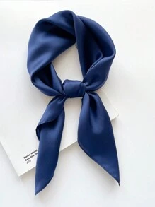 1 chiếc khăn vuông trơn màu dành cho nữ, khăn choàng thời trang bằng vải satin trơn có thể sử dụng linh hoạt làm băng đô, thắt lưng, quấn cổ - Màu xanh nhạt - Xem 3