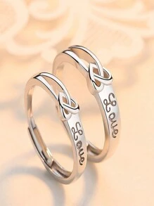 1 szt. Regulowany pierścionek dla par z cyrkonią, modny srebrny kolor do codziennego noszenia, obrączka ślubna - Wielokolorowe - Zobacz 3