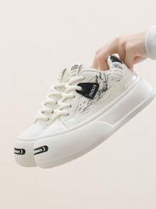 Nuevos tenis pequeños blancos para mujer 2025, diseño de cara sonriente, zapatos deportivos casuales para damas con suela gruesa - Mihei - Ver 7