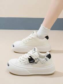 Nuevos tenis pequeños blancos para mujer 2025, diseño de cara sonriente, zapatos deportivos casuales para damas con suela gruesa - Mihei - Ver 8