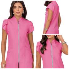 Women's Fitted Zipper  Beautician Tulip Lab Coat - 查看 1