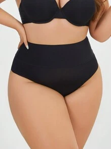 4pcs Plus Size Women Solid Mesh High Waist Soft Seamless High Elasticity Thong Panties