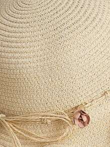 2pcs Children Flower Decor Wide Brim Hat & Bag Set, Outdoor Sports Beach Sun Hat, Fashion Parent-Child Wavy Brim Sun Hat - Beige - View 3