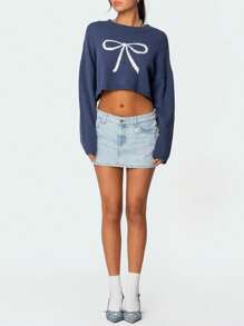 Women's Summer Mini Denim Skirts Low Rise Solid Color Skirt For Daily, Travel, Parties - Light Blue - View 2