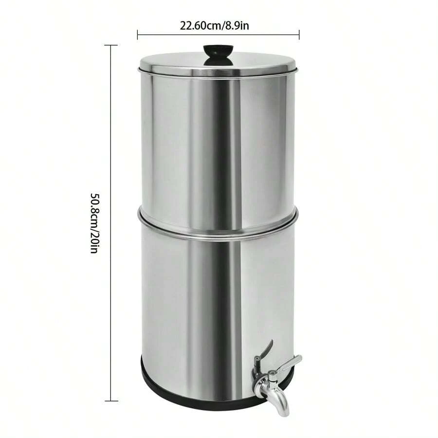 "(SC-80) 304 Stainless Steel Gravity Water Filter Countertop Purification System" - Silver - View 1