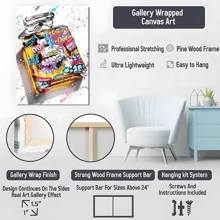 1pc Framed Canvas Poster, Graffiti Wall Art Canvas Paintings, Ideal Gift For Bedroom Living Room Corridor, Wall Art, Room Decoration - 彩色 - 查看 6