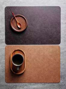 1set/4set Double-Sided Leather Coasters, Waterproof Oil-Proof Placemat, Heat-Resistant, Creative Table Decoration Pad - Multicolor - View 3