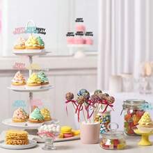 24 buah Hiasan Kue Cupcake Selamat Ulang Tahun Berkilau untuk Pesta Ulang Tahun dan Perayaan Hari Jadi - MultiWarna - View 3