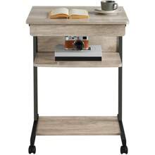 Alden Design Rolling Computer Desk With 2 Storage Shelves And Drawer, Black - Rustic Gray - View 6