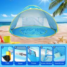 Summer Pop-Up Beach Tent For Toddlers Kids Boys Girls - Portable Pool Tent With UV Protection, Sun Shade, And Carry Bag, Back To School - Blue - View 3